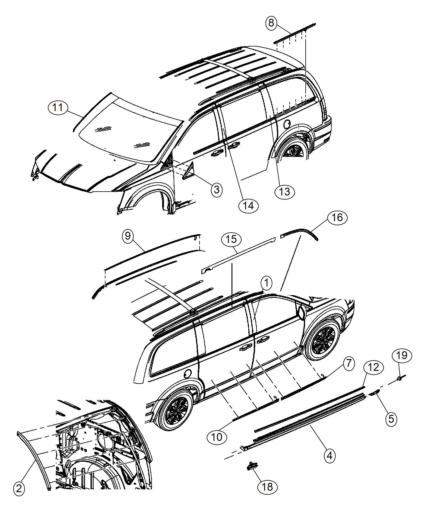 Diagram Exterior Ornamentation. for your Dodge Grand Caravan  