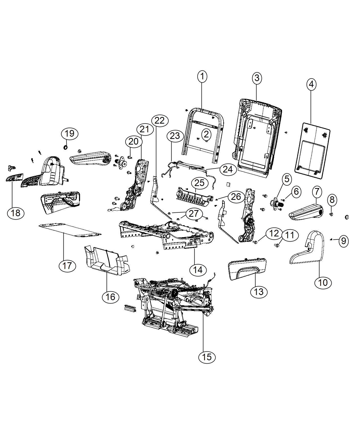 Diagram Second Row - Quad - Stow and Go. for your 2017 Dodge Grand Caravan   