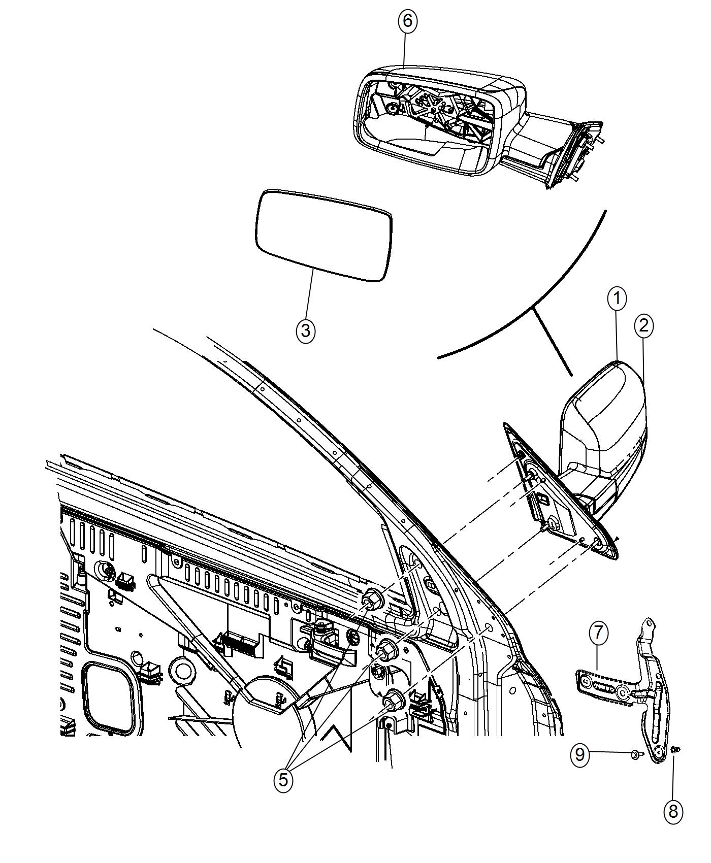 Diagram Mirror, Exterior. for your 1999 Chrysler 300  M 