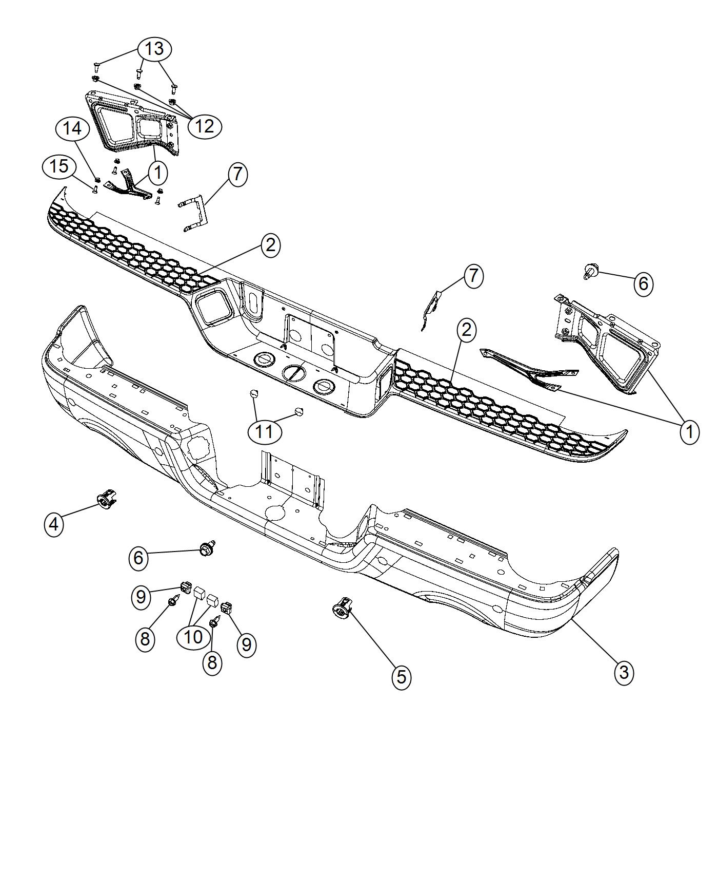 Diagram Bumper, Rear. for your 2013 Ram 1500   