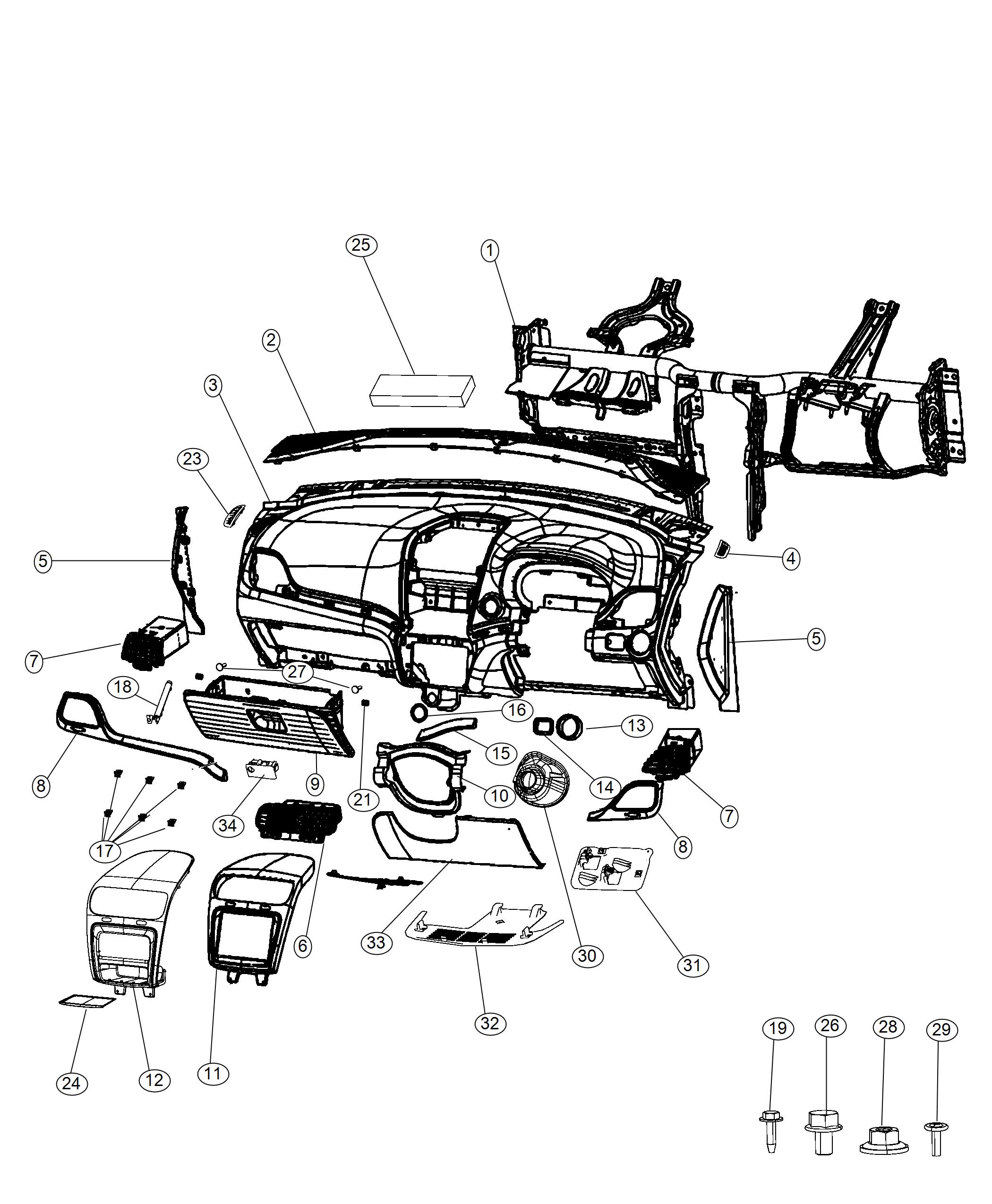 Diagram Instrument Panel - RHD. for your 2013 Dodge Charger   