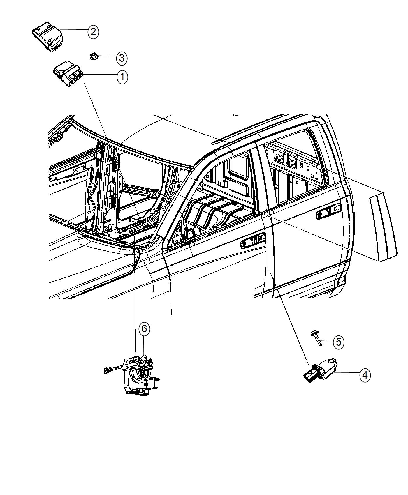 Diagram Air Bag Modules, Impact Sensors, and Clock Springs. for your 2017 Ram 2500   