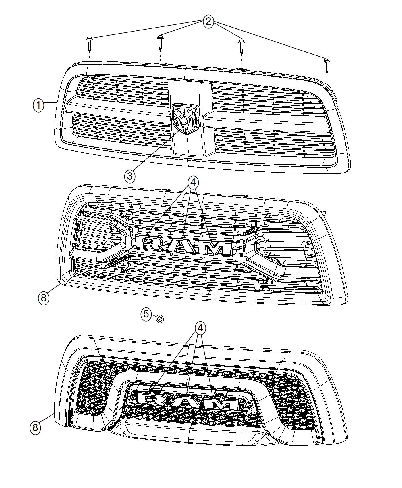 Diagram Grille. for your 2004 Ram 2500   