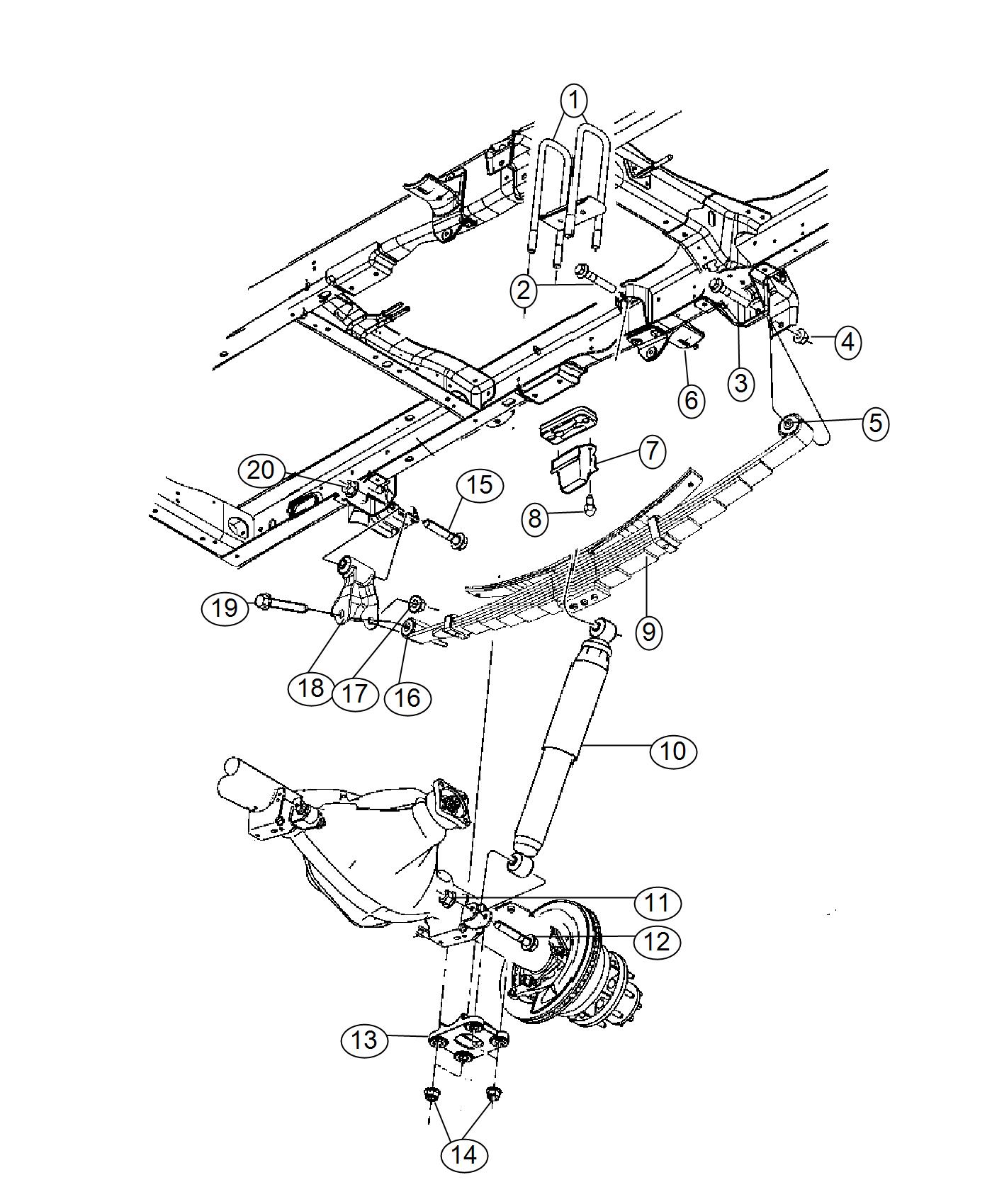 Diagram Suspension, Rear. for your Ram 3500  