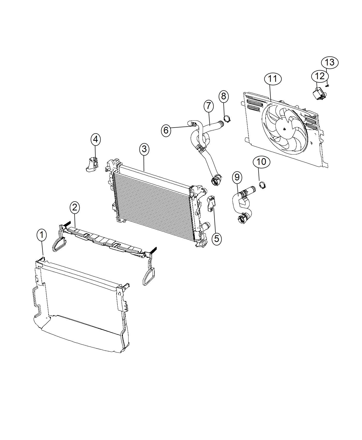 Radiator and Related Parts. Diagram