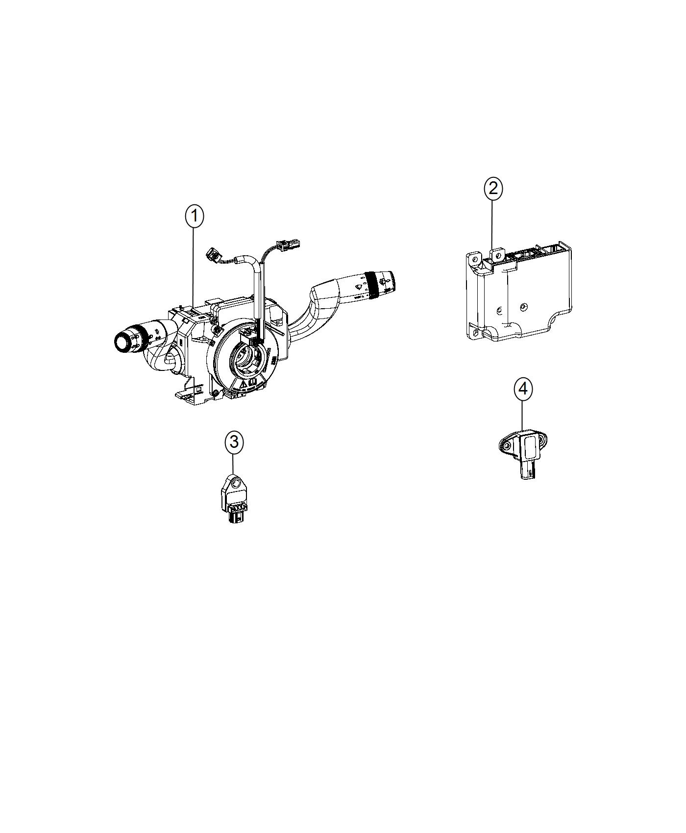 Diagram Air Bag Modules , Impact Sensors and Clocksprings. for your 2016 Ram PROMASTER CITY WAGON   