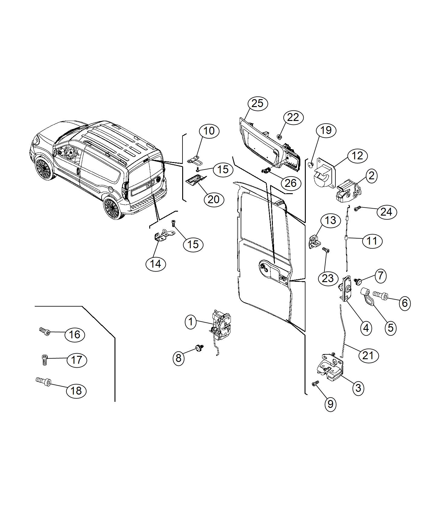 Diagram Rear Door Latch And Handle. for your 2021 Dodge Charger   