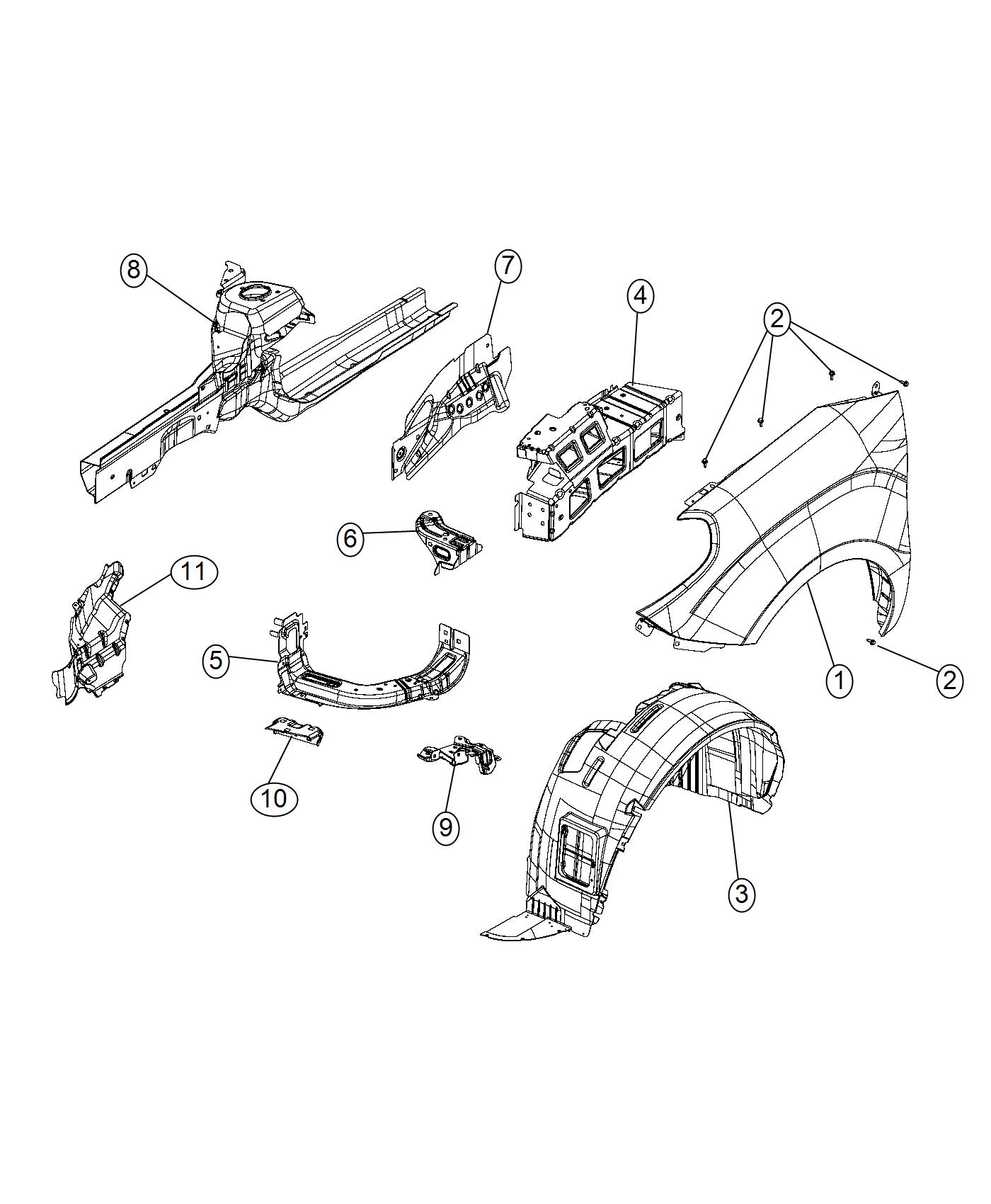 Diagram Front Fenders. for your Ram ProMaster City  