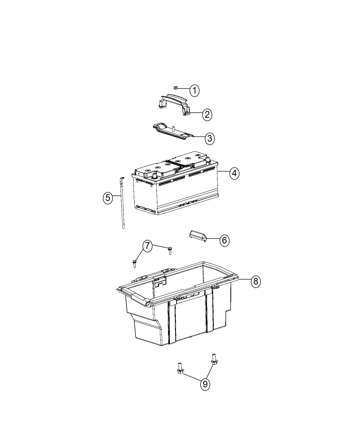 Diagram Battery, Tray and Support. for your 2025 Ram 1500   