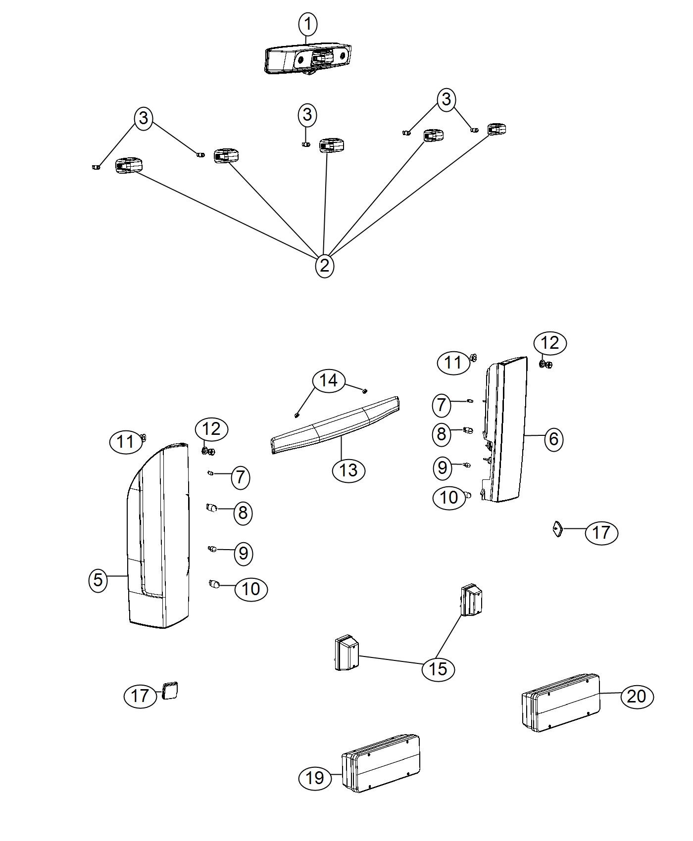 Diagram Lamps, Rear. for your 2023 Ram 2500   