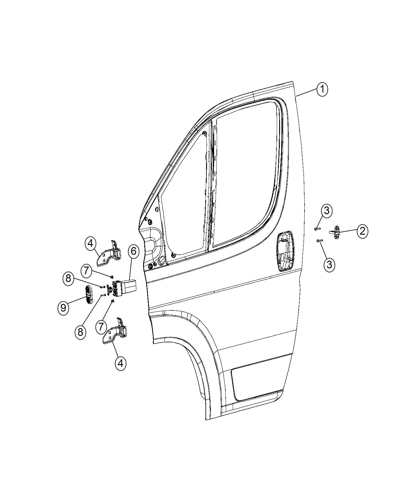 Front Door, Shell and Hinges. Diagram