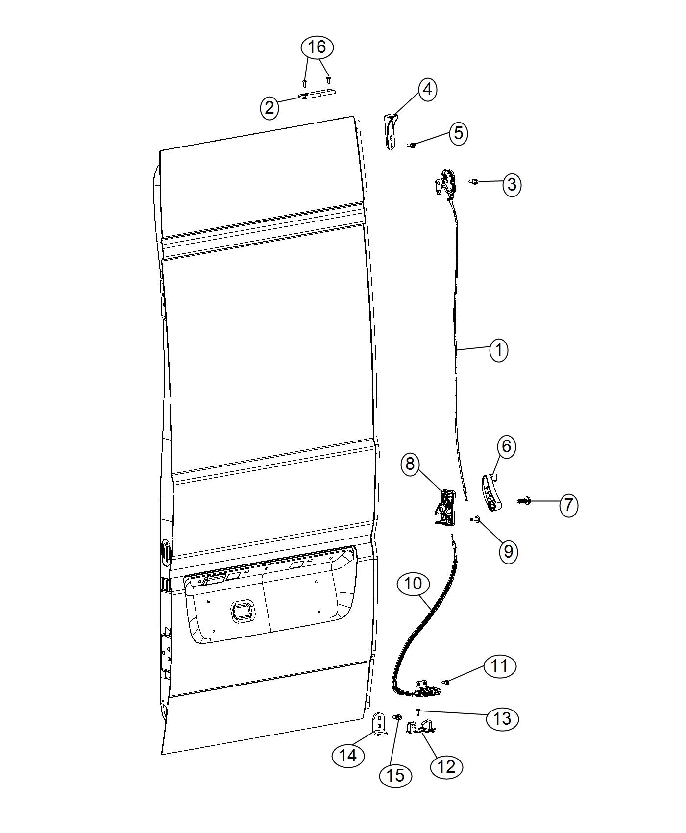 Diagram Rear Door Latch And Handle, Left. for your 2002 Chrysler 300  M 