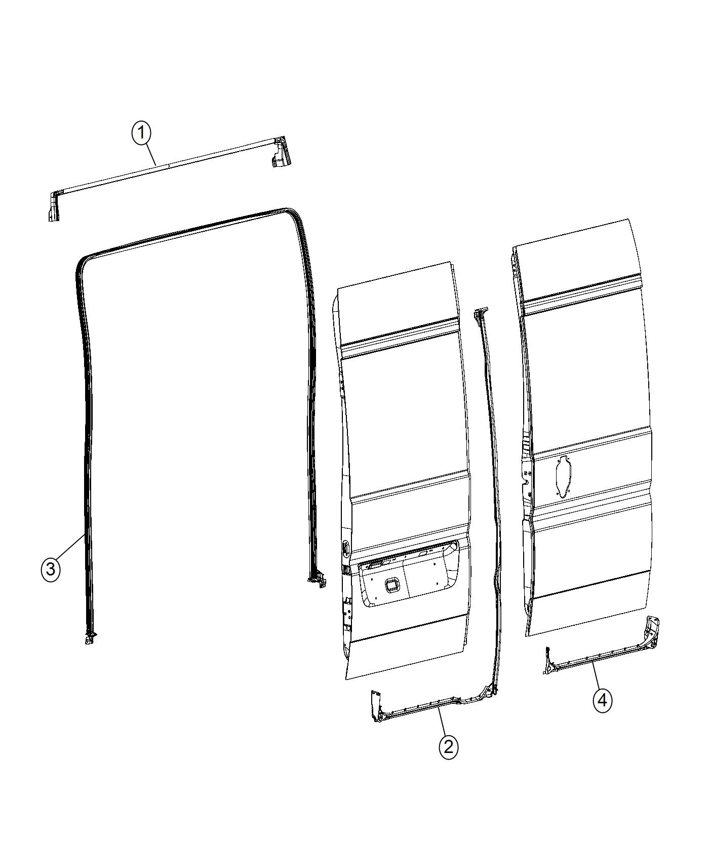 Weatherstrips, Rear Door. Diagram