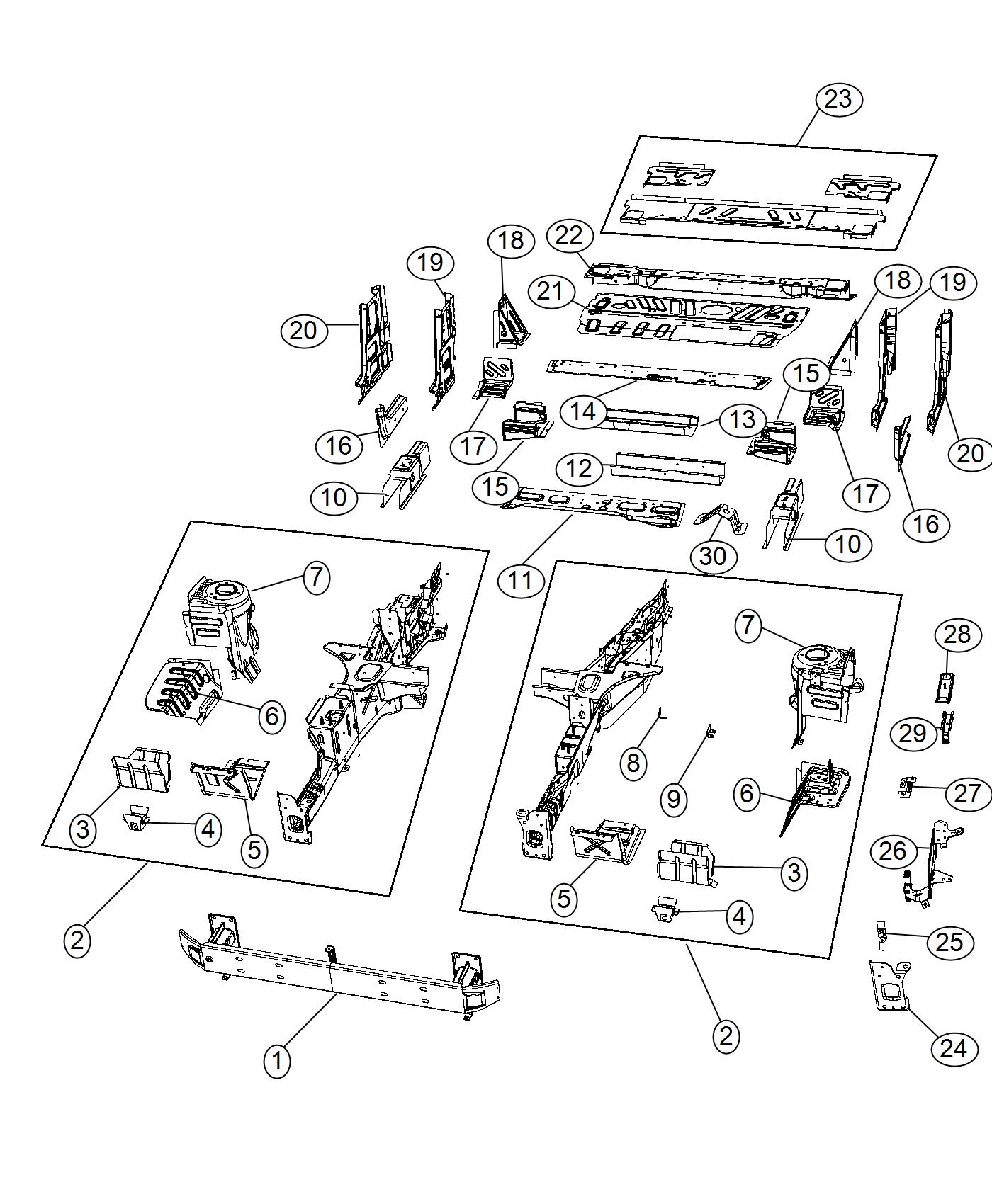 Diagram Floor Pan Front. for your 2000 Chrysler 300  M 