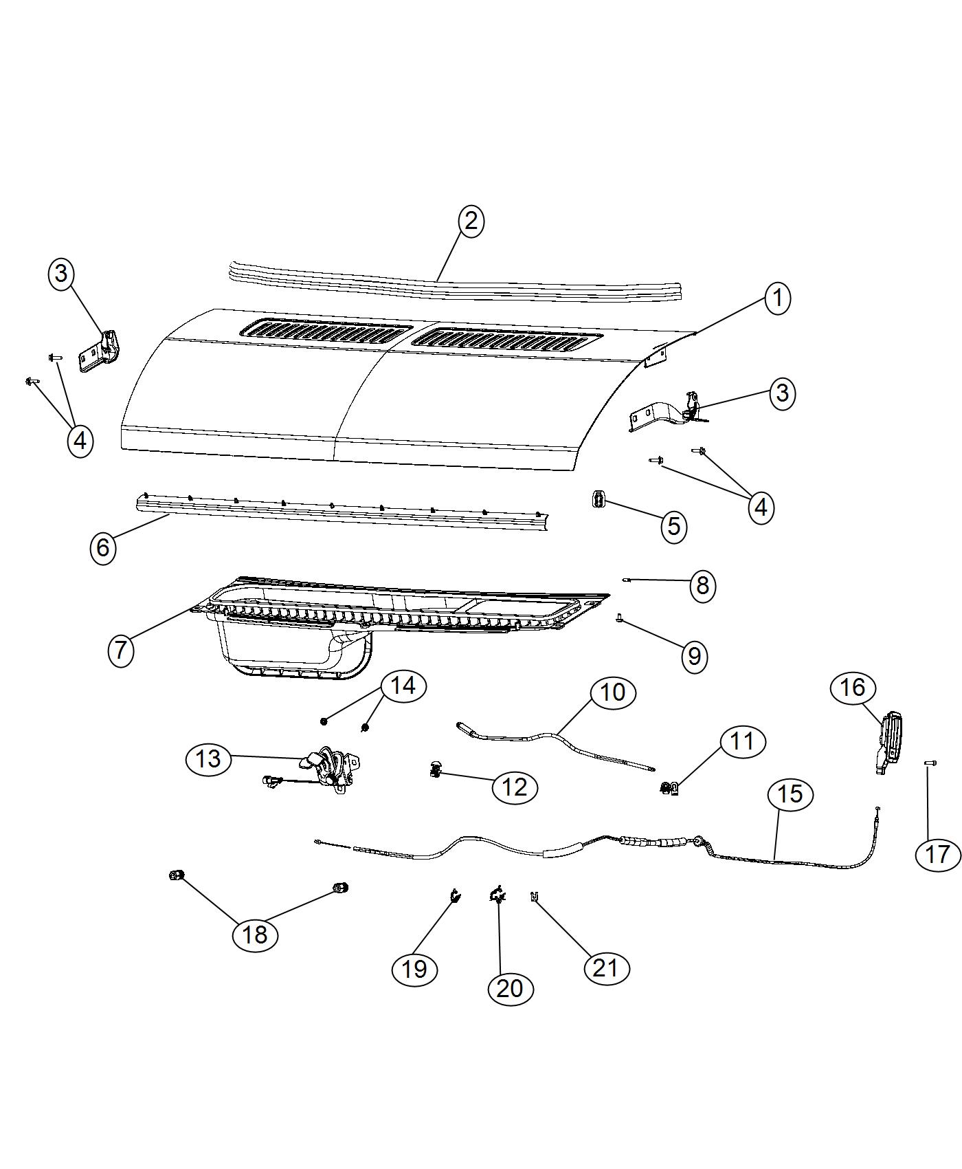 Diagram Hood and Related Parts. for your 1999 Chrysler 300  M 