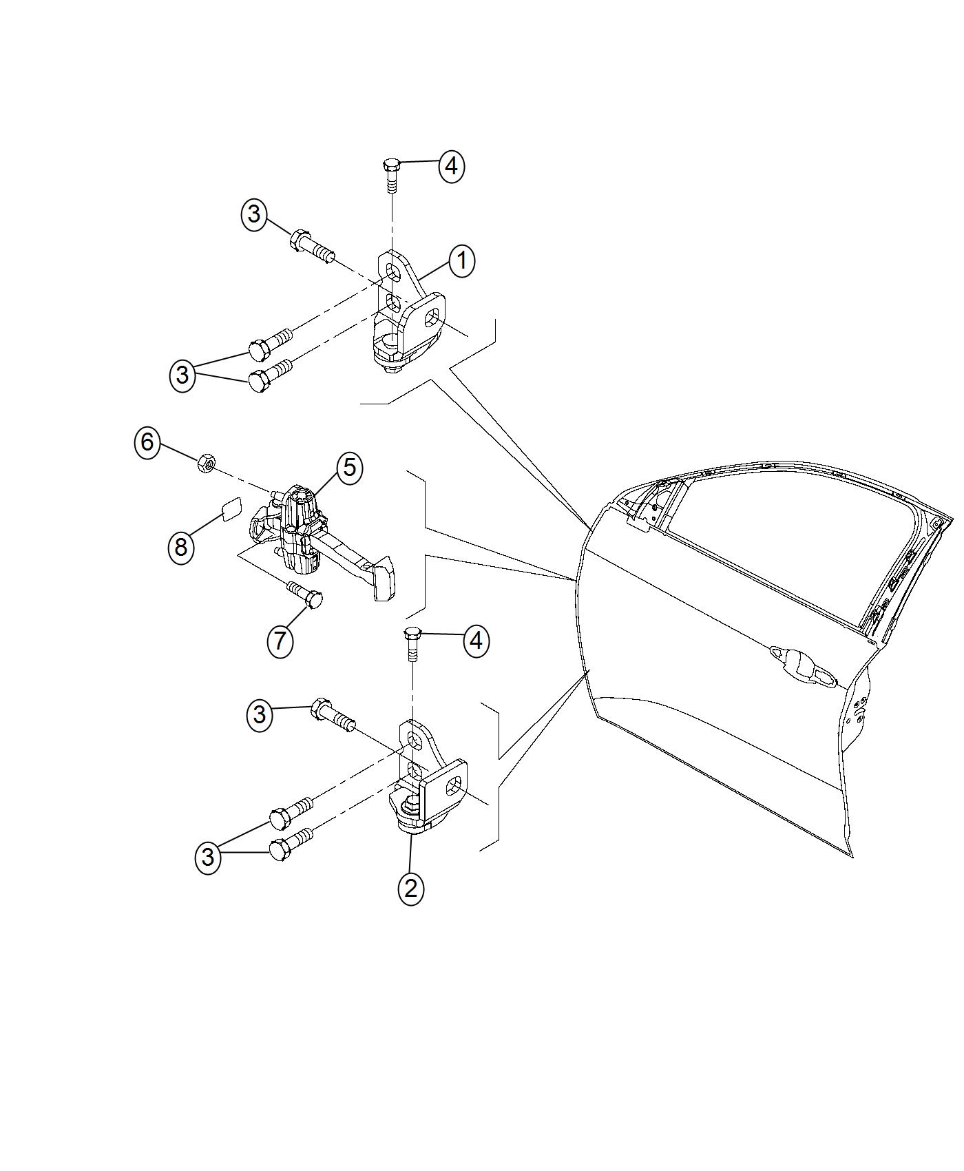 Front Door, Hinge And Check. Diagram