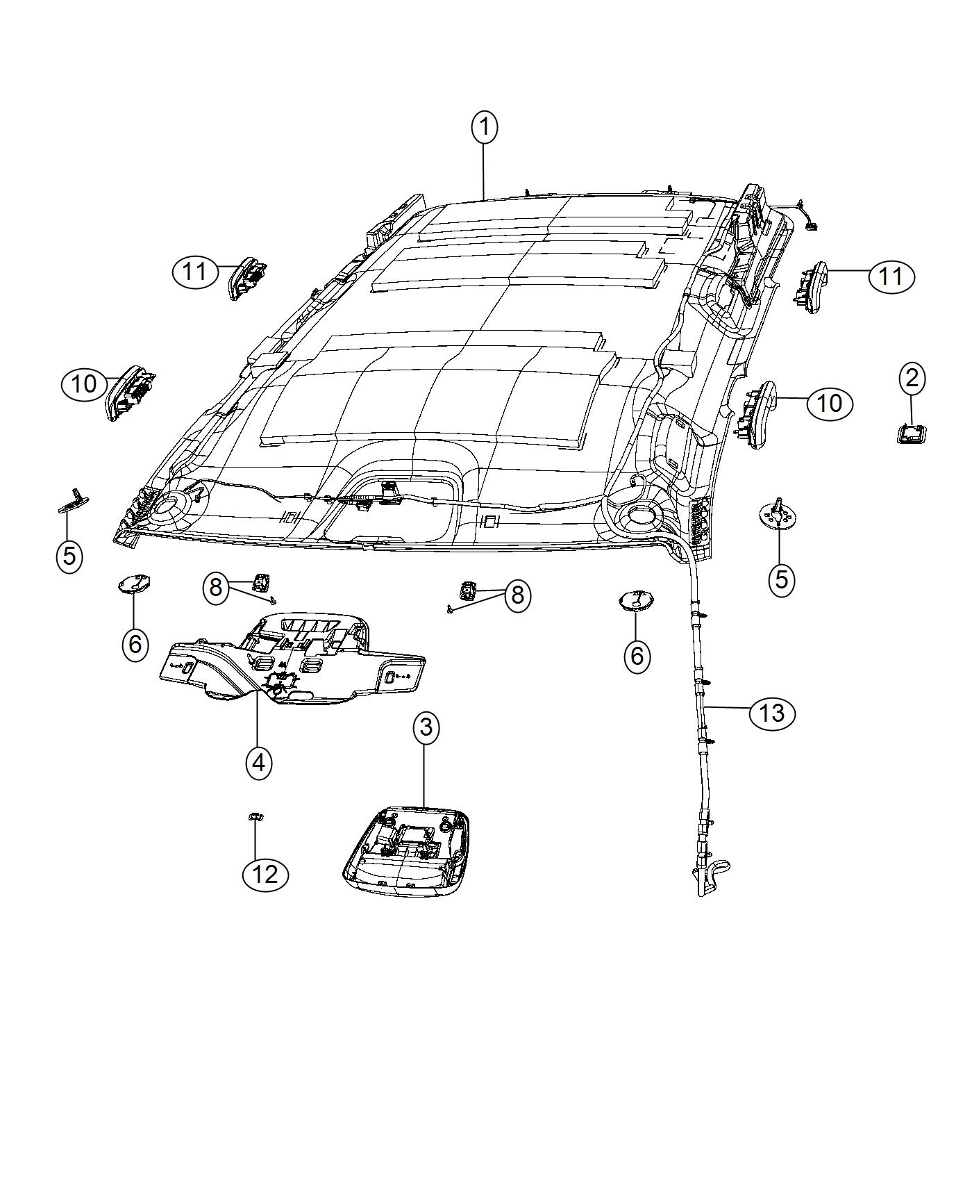 Diagram Headliners and Visors. for your Jeep