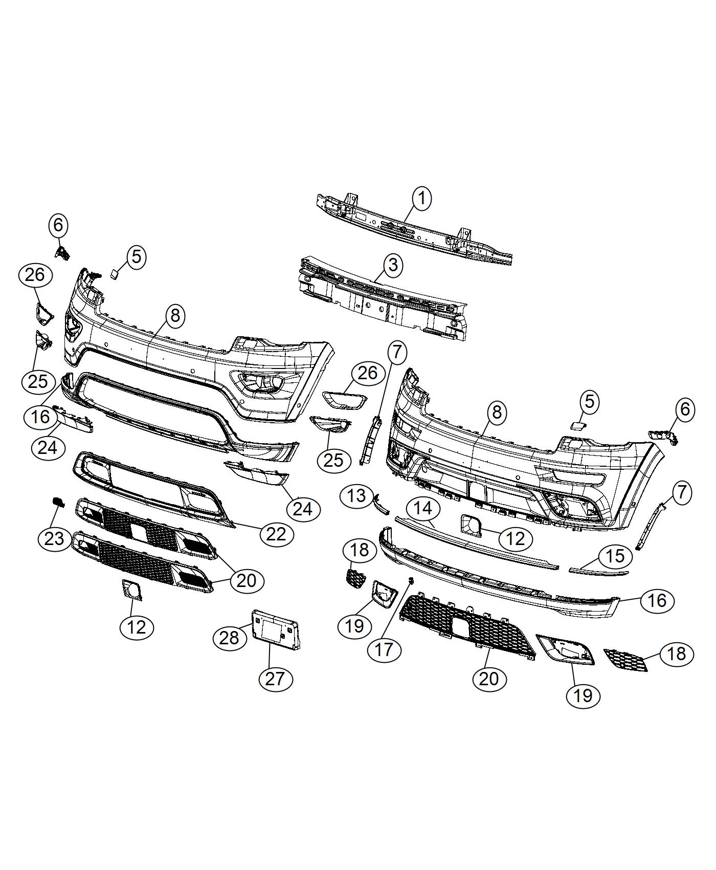 Diagram Fascia, Front. for your 2023 Ram 2500   