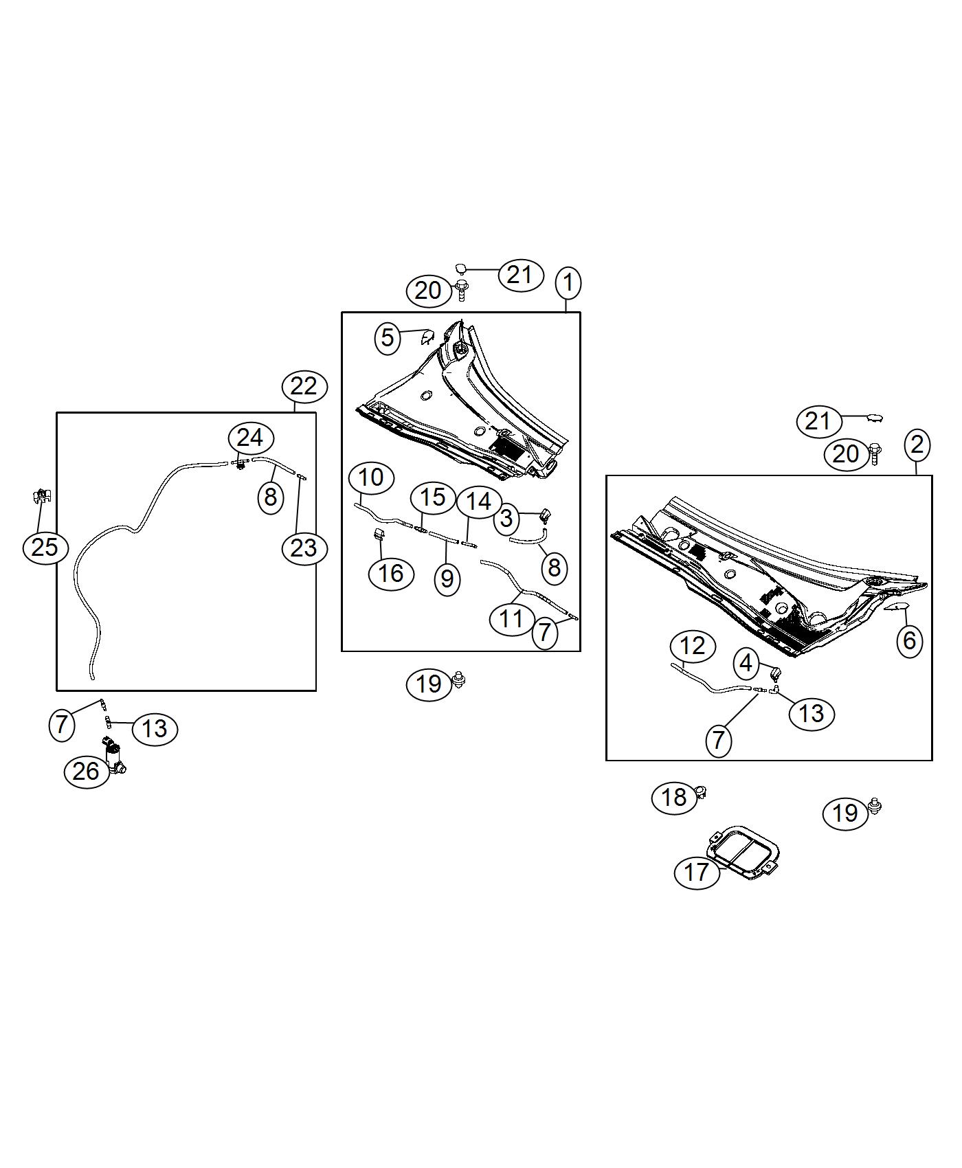 Nozzle, Windshield Washer. Diagram