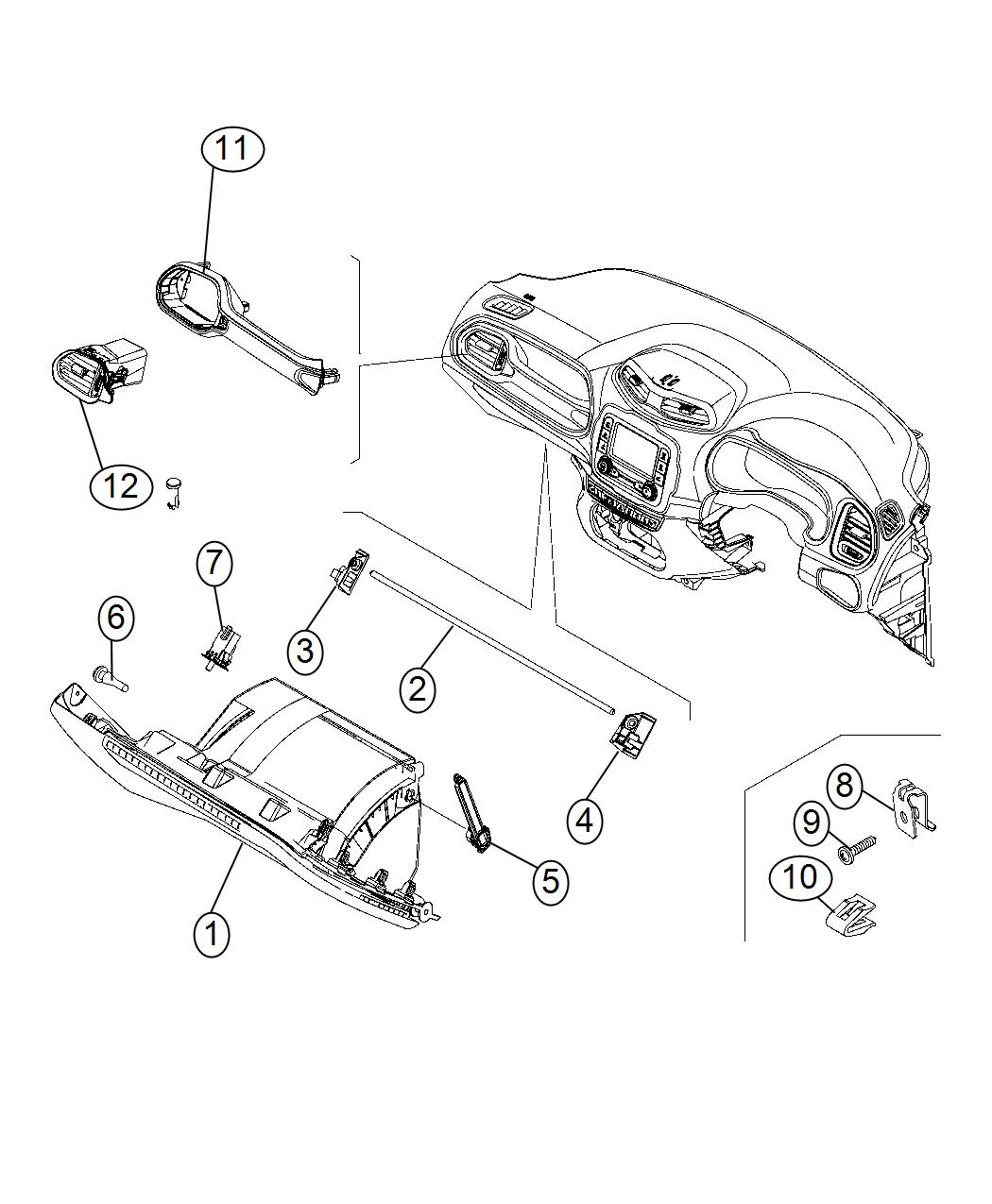 Diagram Instrument Panel [Glovebox] RHD. for your 2016 Jeep Renegade   