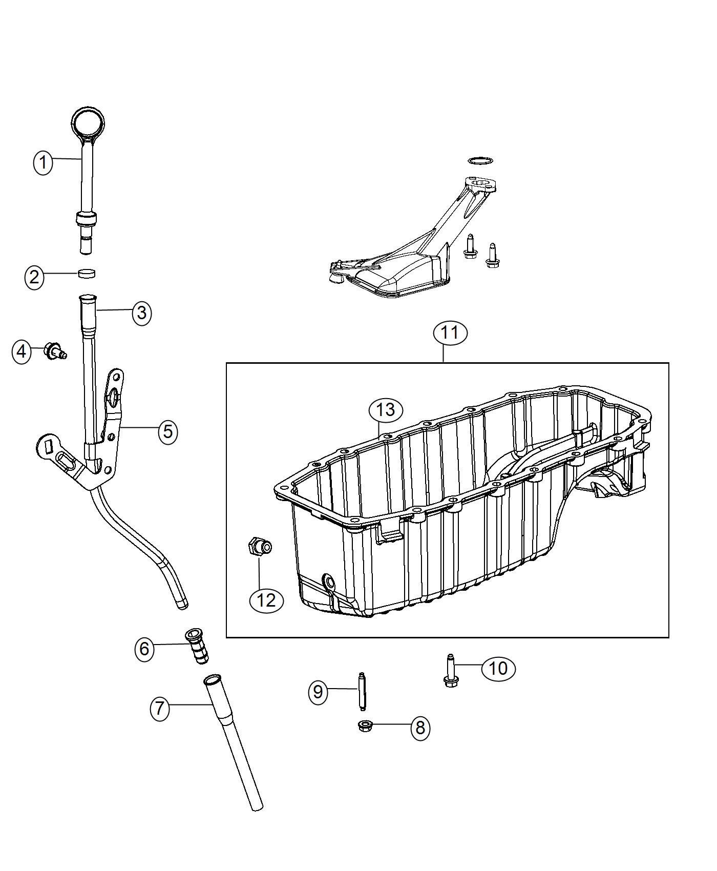 Engine Oil Pan, Engine Oil Level Indicator And Related Parts 1.4L Turbocharged. Diagram