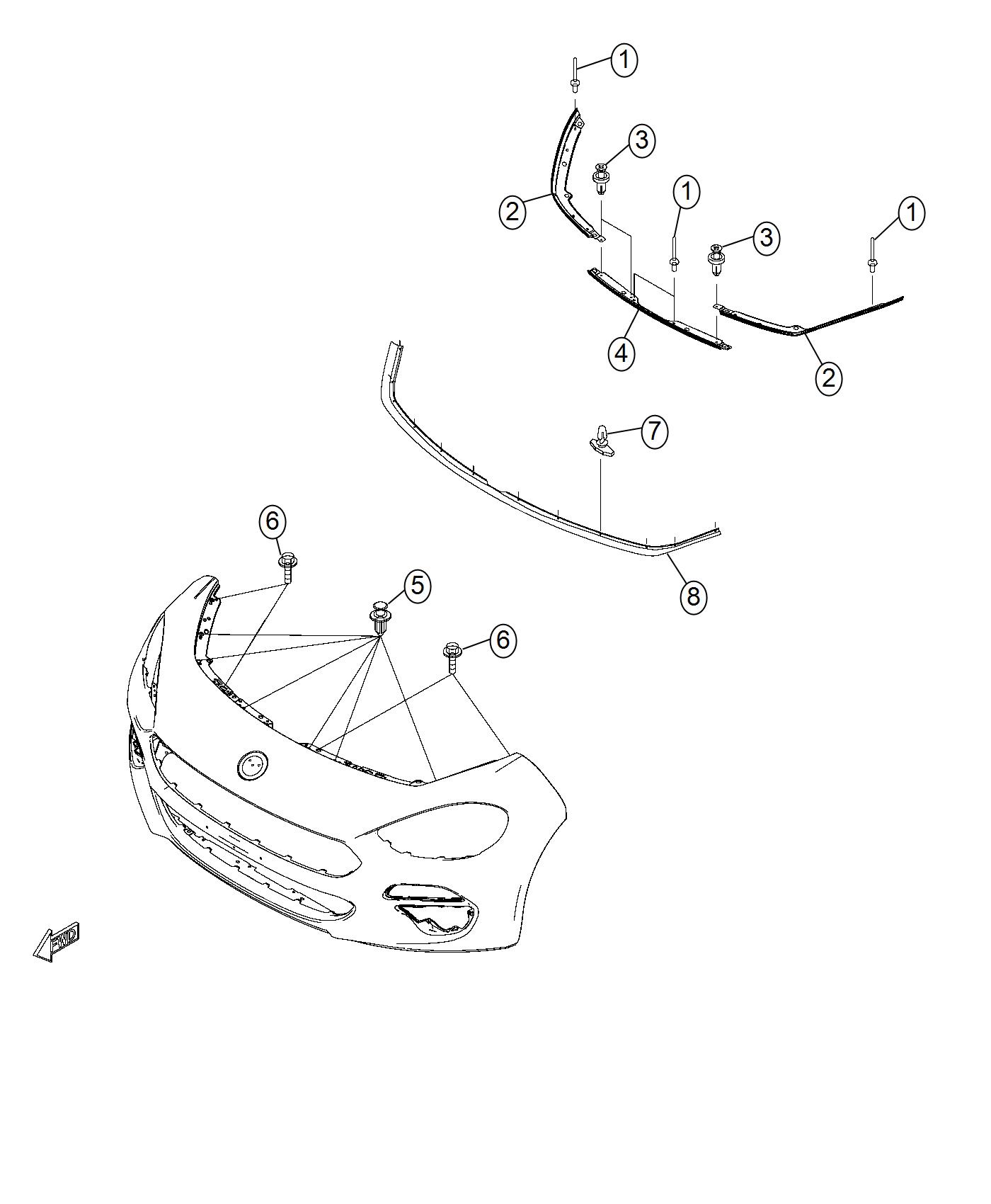 Diagram Fascia, Front Brackets and Seals. for your 2004 Chrysler 300  M 