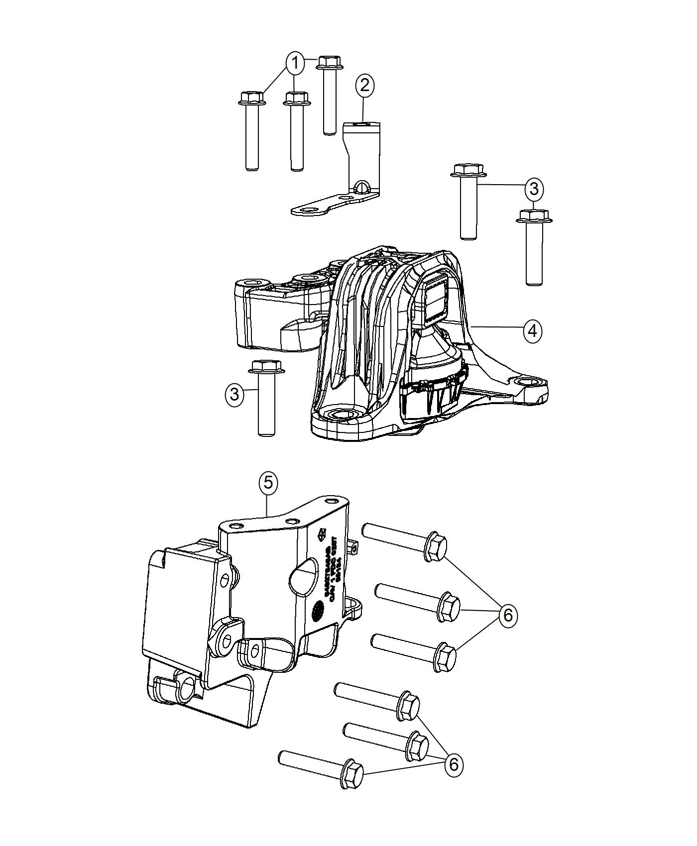 Diagram Engine Mounting Right Side FWD 1.4L. for your Fiat 500C  