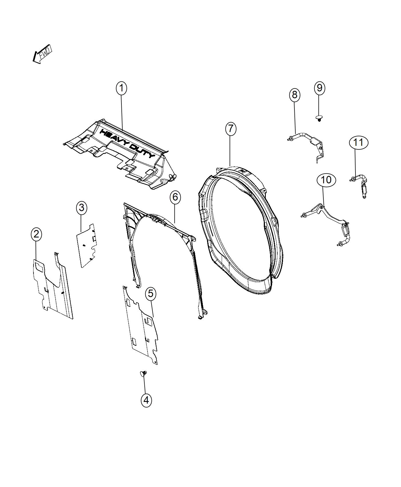 Diagram Radiator Seals, Shields, Baffles, And Shrouds. for your Ram 2500  