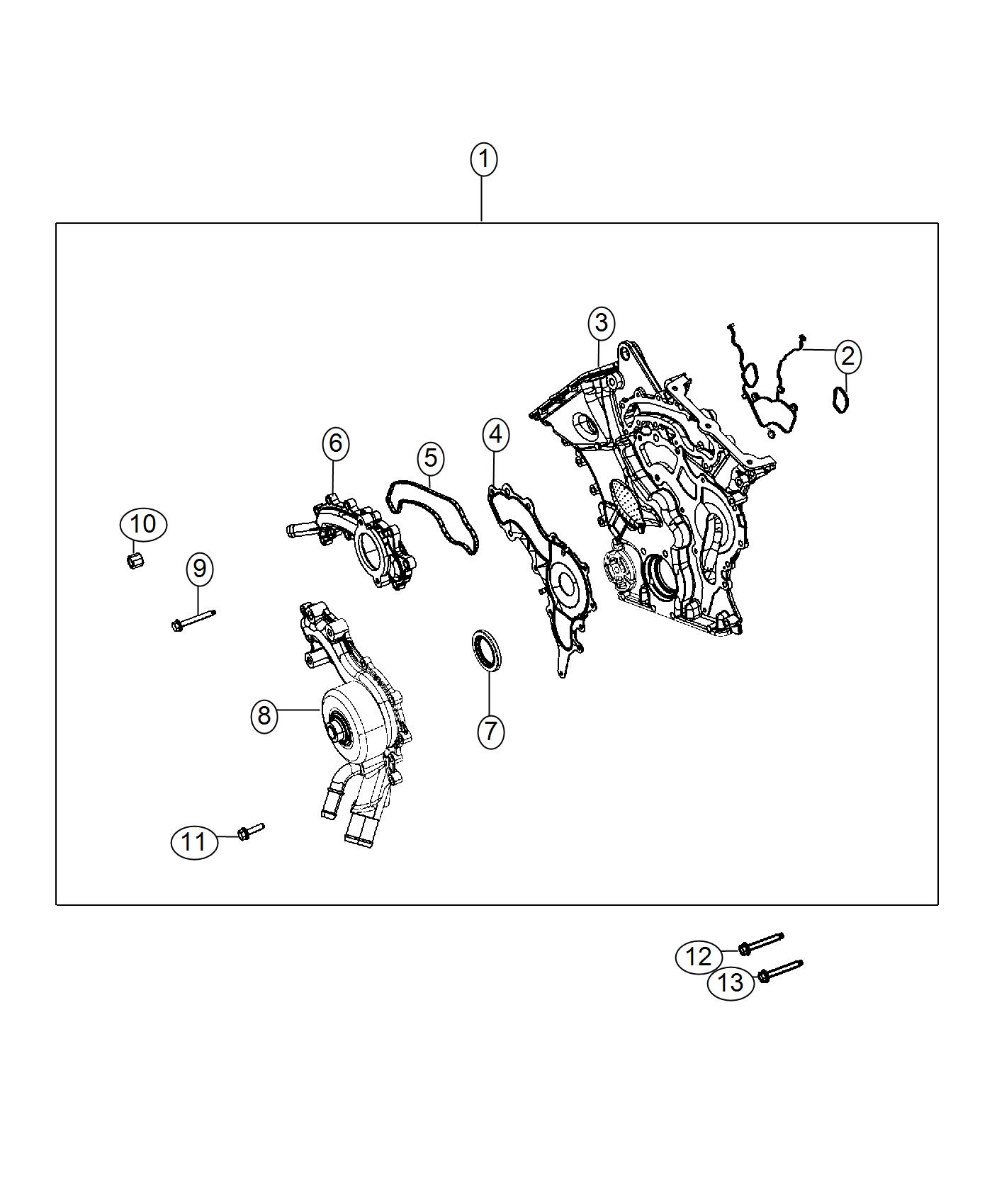 Diagram Timing Case Cover 3.6L. for your 2013 Chrysler 200 LX  