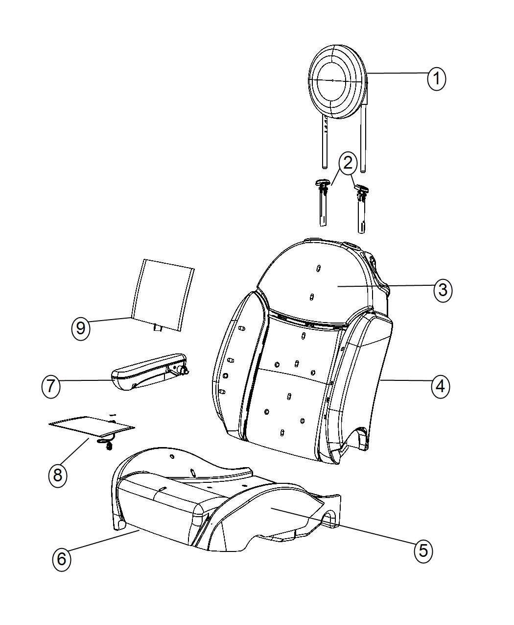 Diagram Front Seat - Bucket - Trim Code [AL]. for your Fiat 500  