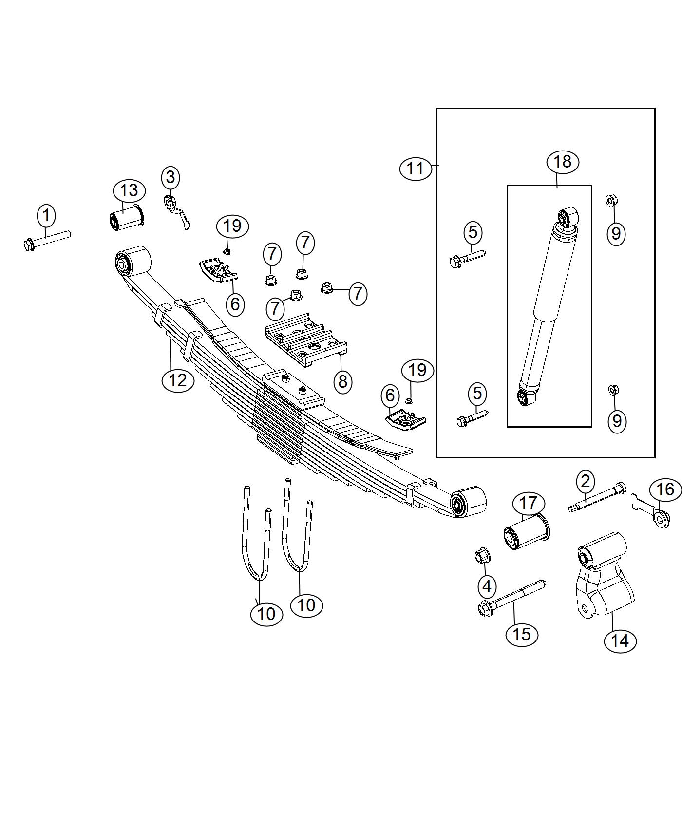 Diagram Suspension., Rear ( Leaf Spring). for your 2010 Ram 3500   