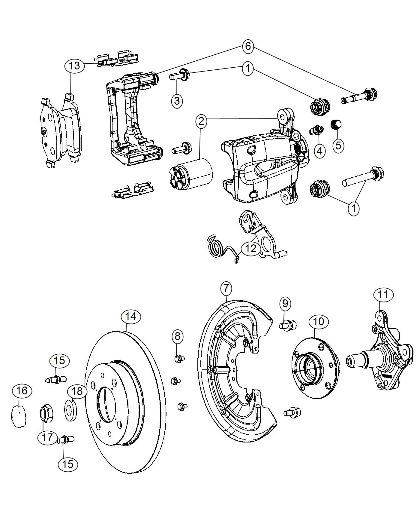 Diagram Brakes, Rear, Disc. for your 2013 Jeep Wrangler   