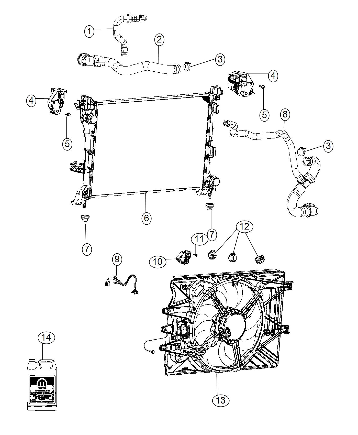 Diagram Radiator and Related Parts. for your 2004 Chrysler 300  M 