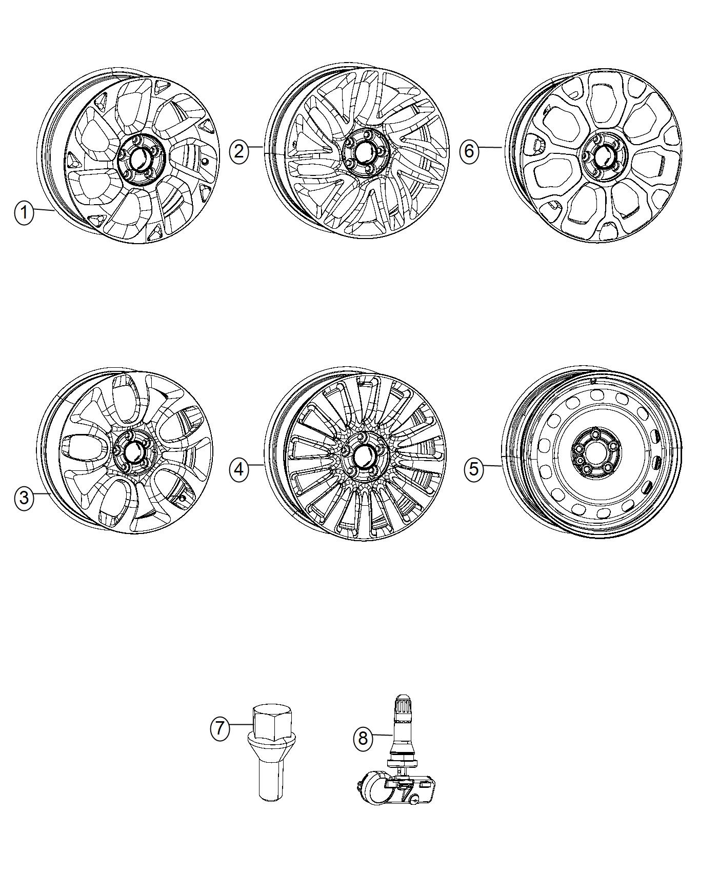 Diagram Wheels and Hardware. for your Fiat 500L  