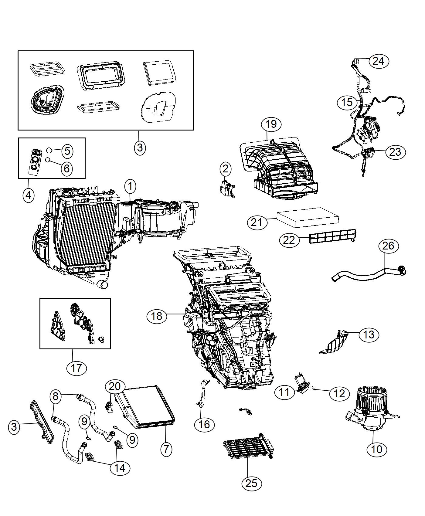 A/C And Heater Unit Serviceable Components. Diagram