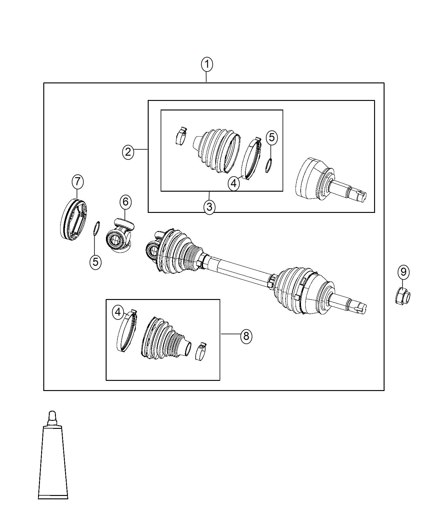 Front Axle Drive Shafts. Diagram