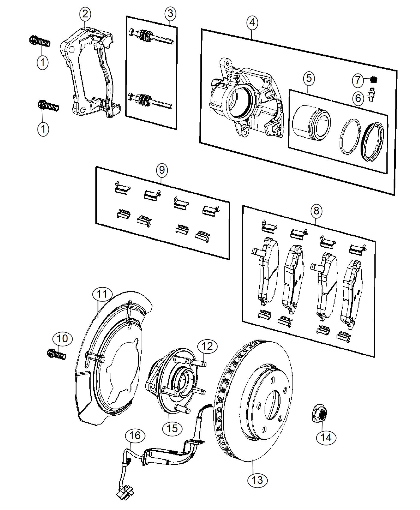 Diagram Brakes,Front. for your 2004 Chrysler 300  M 