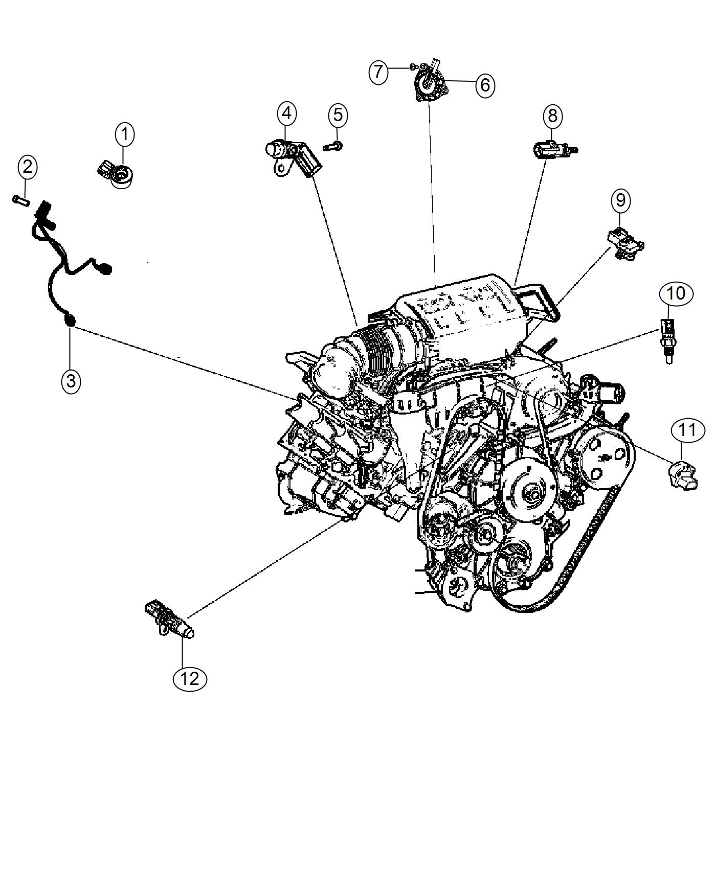 Diagram Sensors, Engine. for your 2013 Jeep Grand Cherokee   