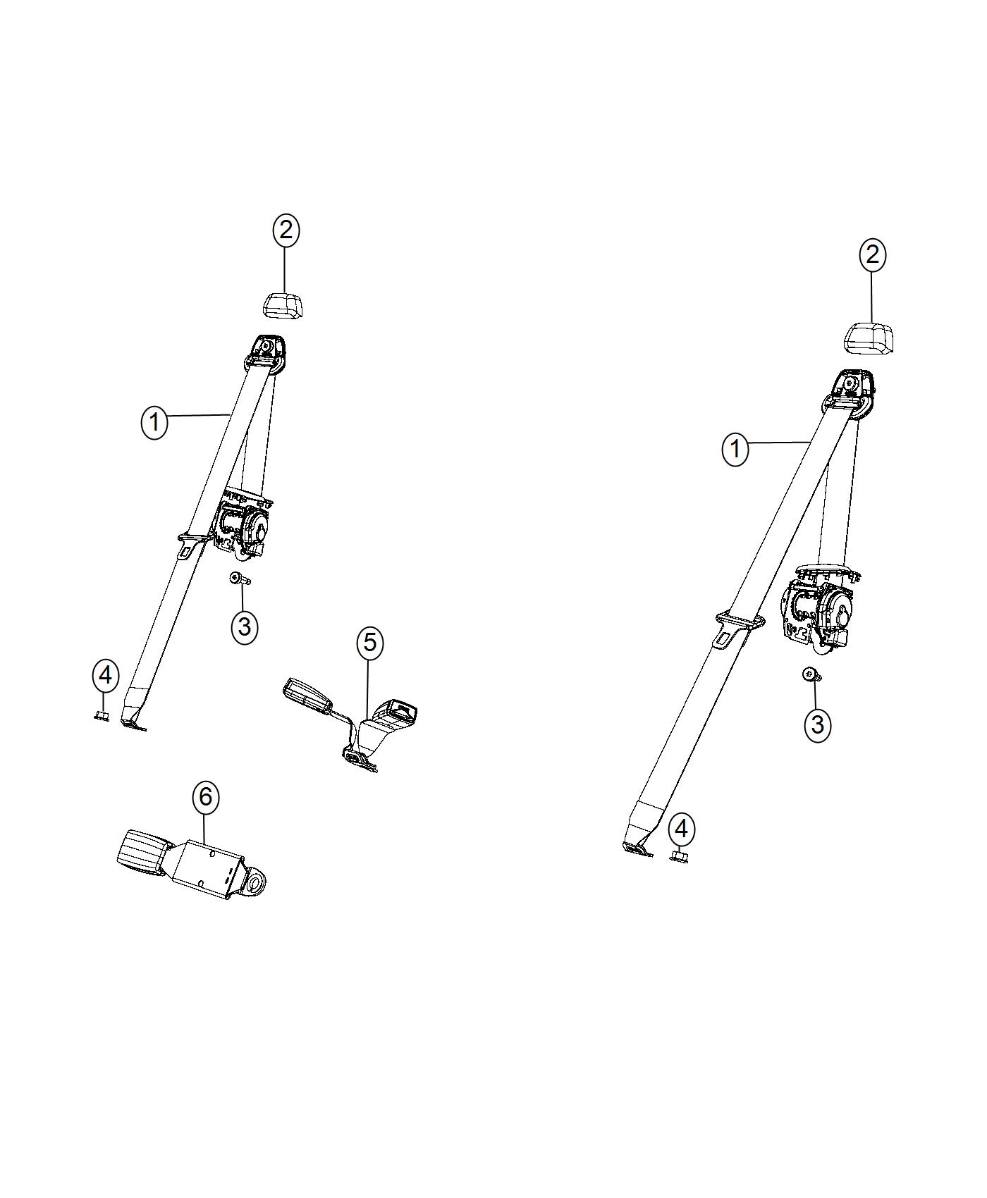 Diagram Rear Seat Belts - 2 Door. for your Jeep Wrangler  