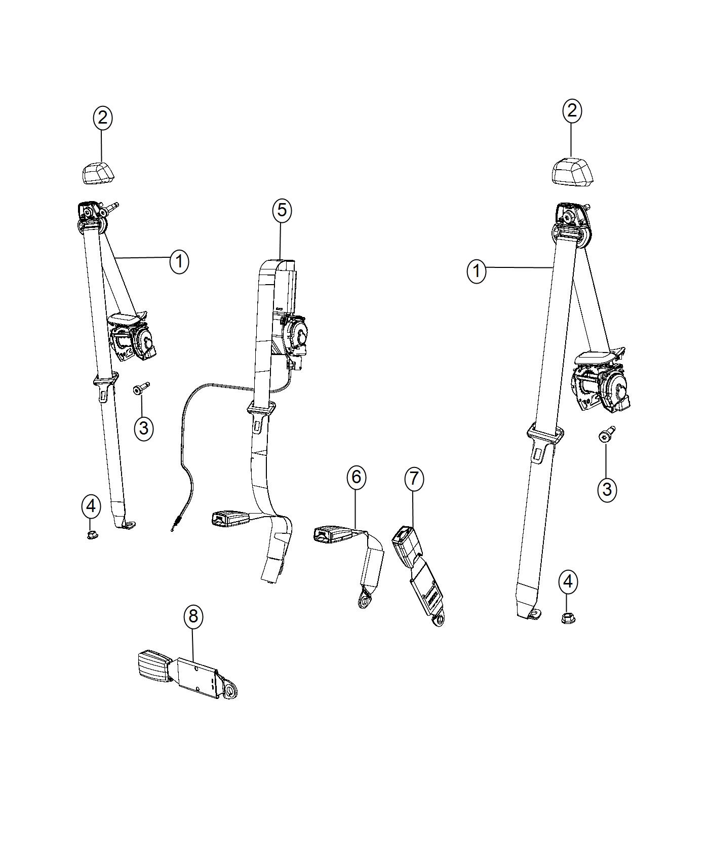 Diagram Rear Seat Belts - 4 Door. for your 2003 Chrysler 300  M 