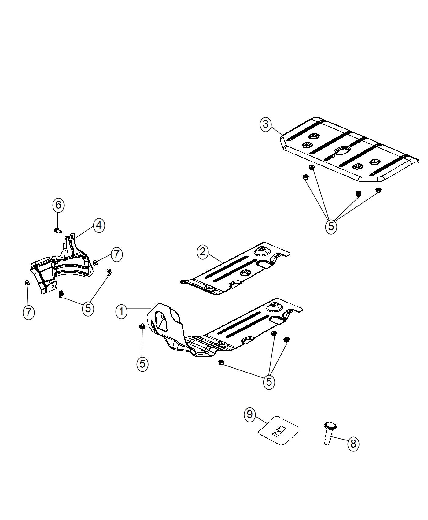 Full size assembly image of Exhaust System Heat Shields. (1/1)