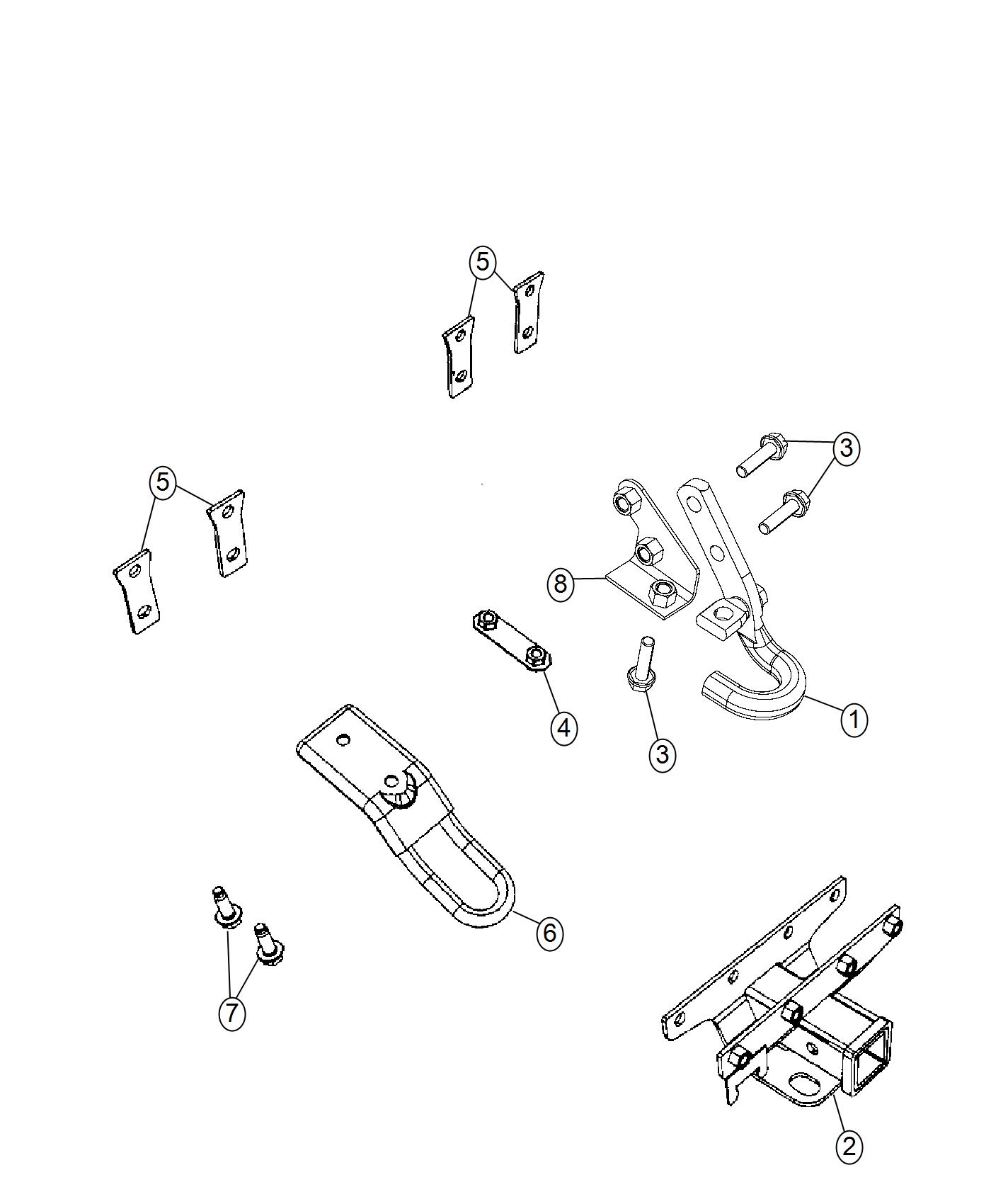 Diagram Tow Hooks and Hitches, Rear. for your 1999 Chrysler 300  M 