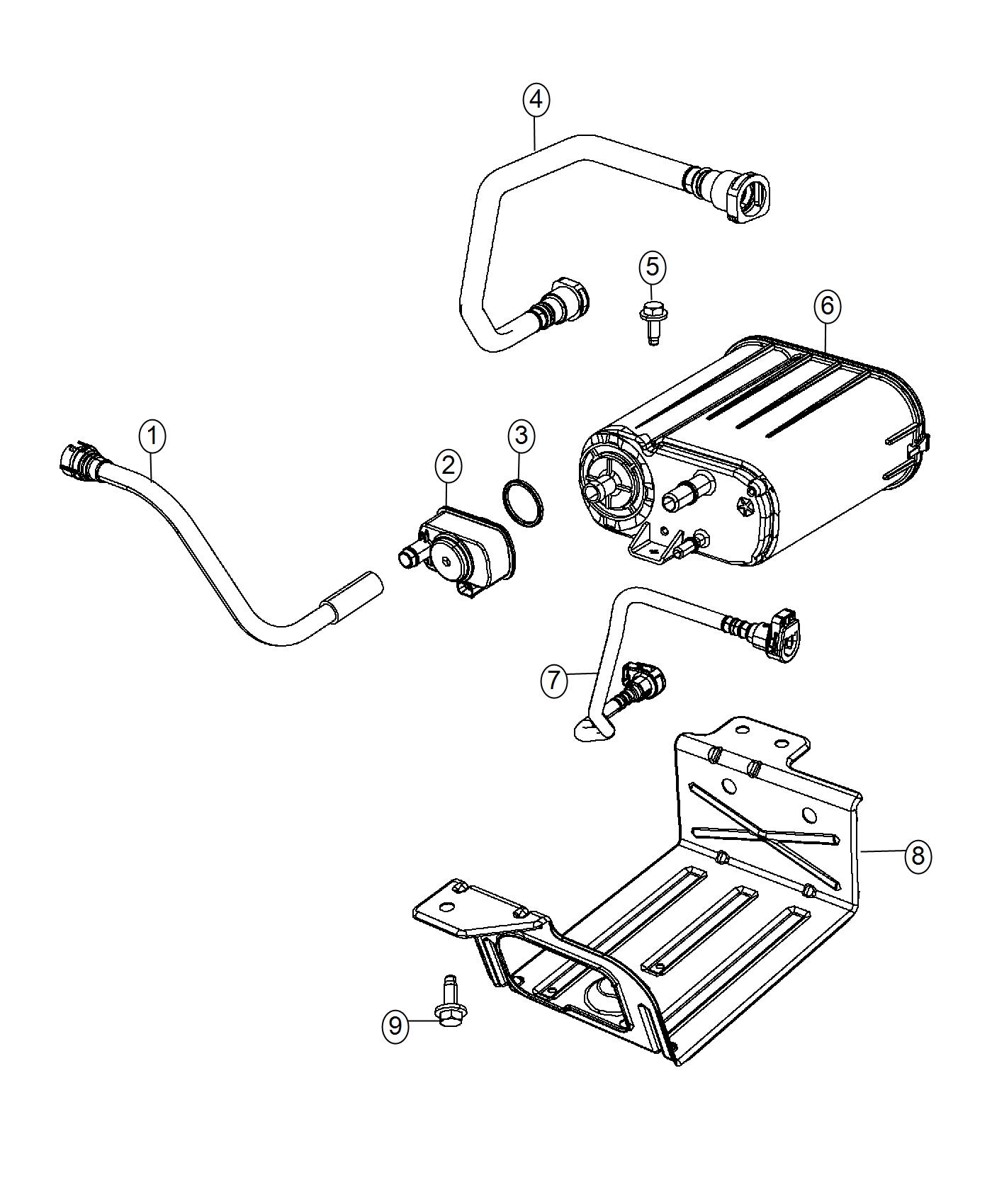 Diagram Vapor Canister and Leak Detection Pump. for your Jeep Wrangler  