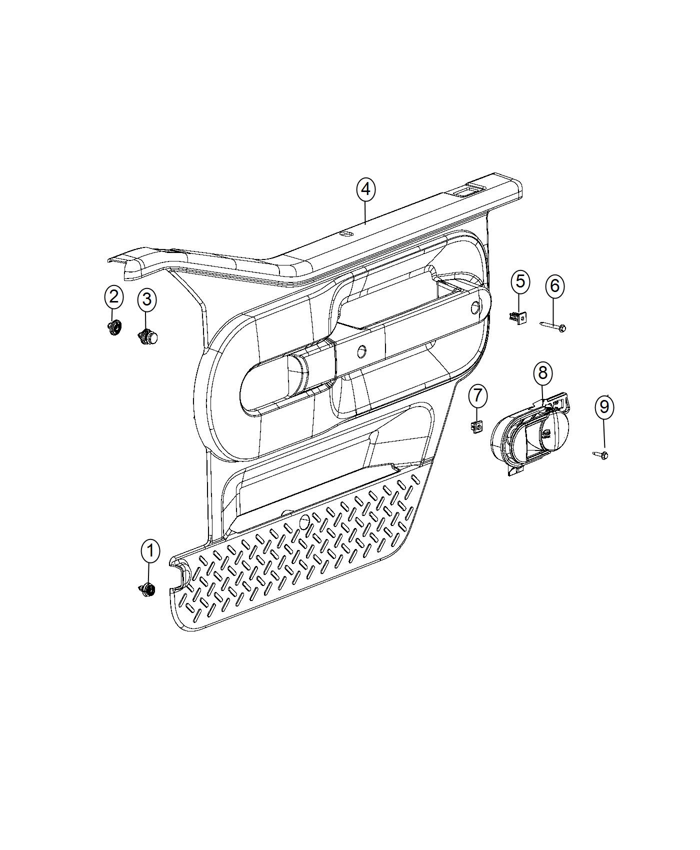 Diagram Front Door Trim Panels - Half. for your 2017 Jeep Wrangler   