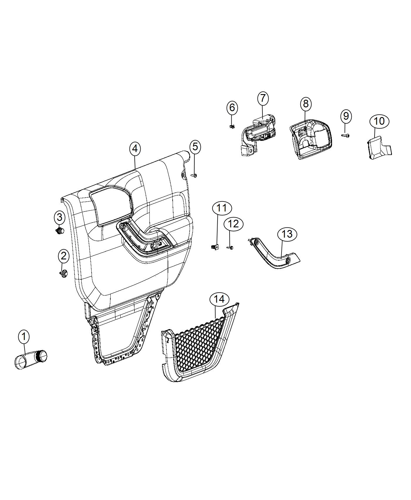 Diagram Rear Door Trim Panels - Full. for your 2017 Jeep Wrangler   