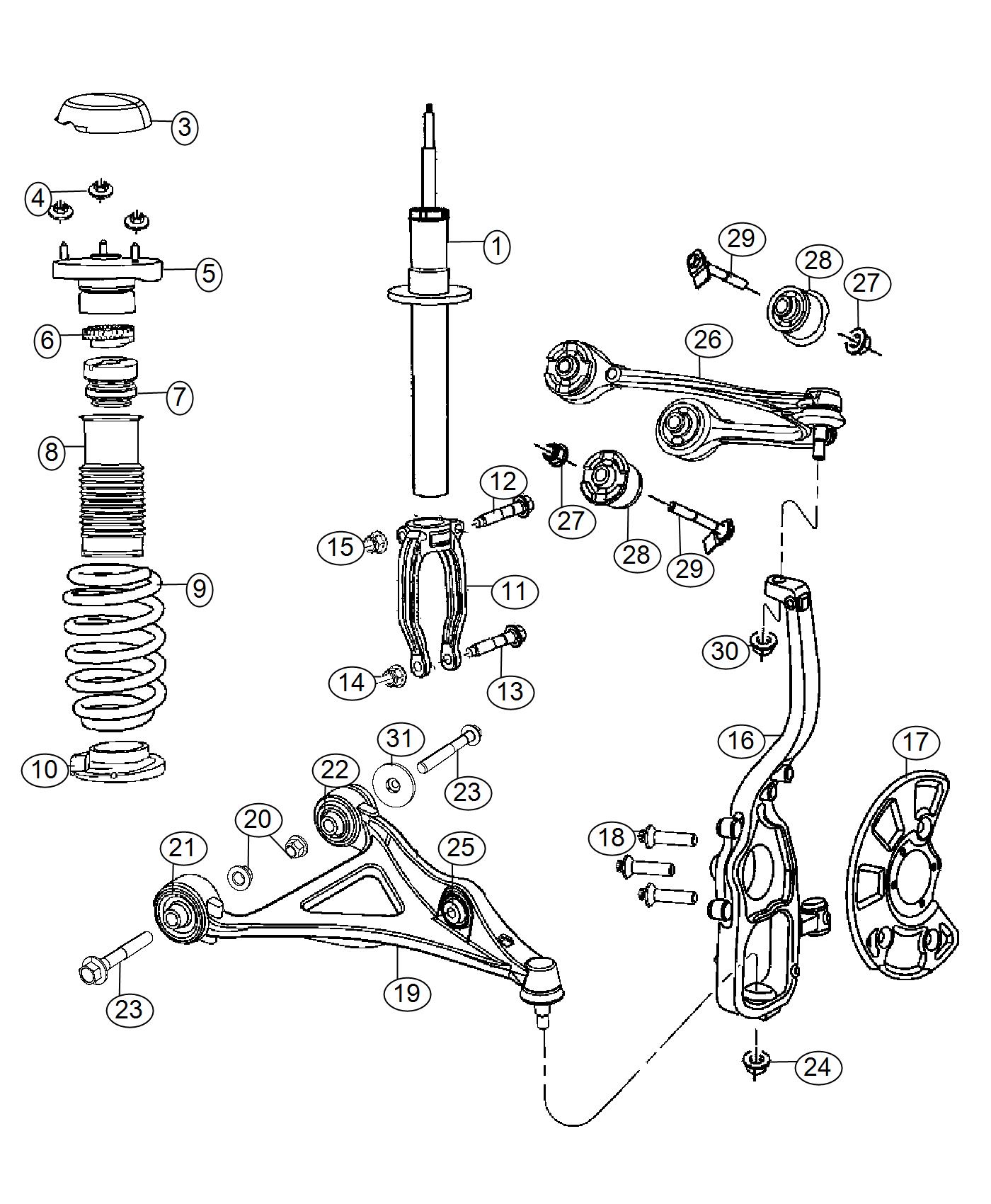 Diagram Suspension, Front AWD. for your 1999 Chrysler 300 M  