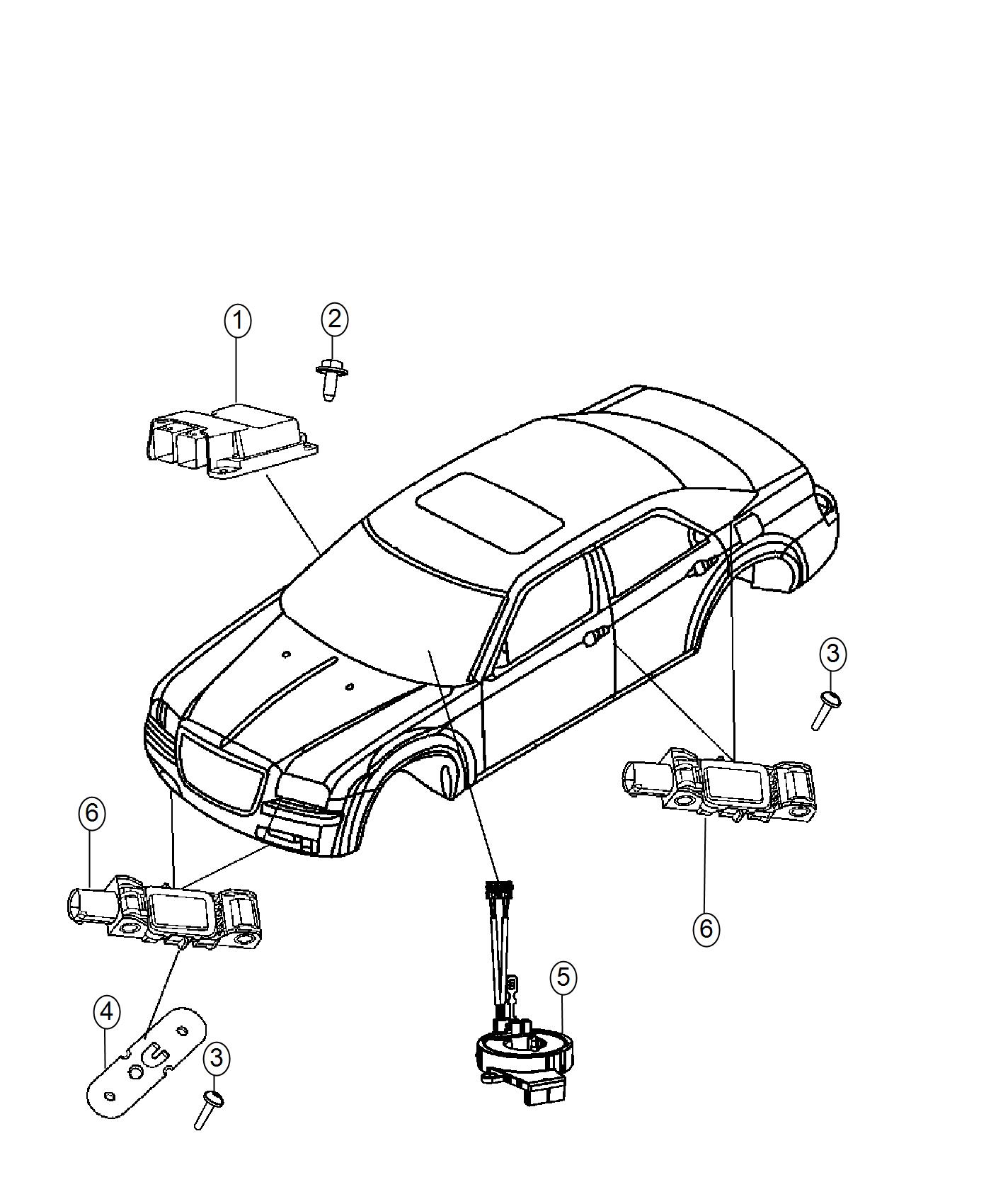 Diagram Air Bag Module, Impact Sensors, and Clockspring. for your Dodge Avenger  