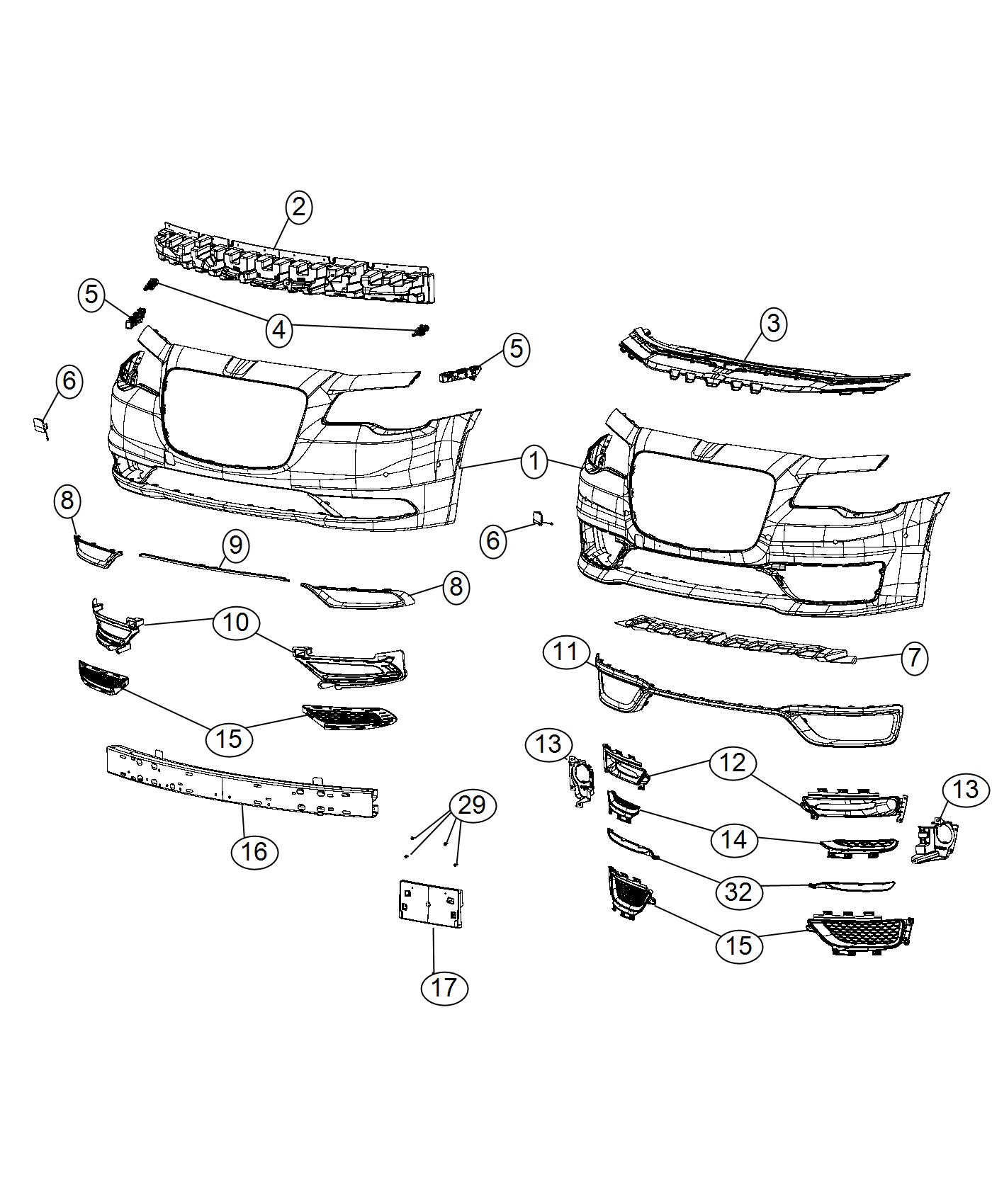 Diagram Fascia, Front. for your 2012 Chrysler 300   