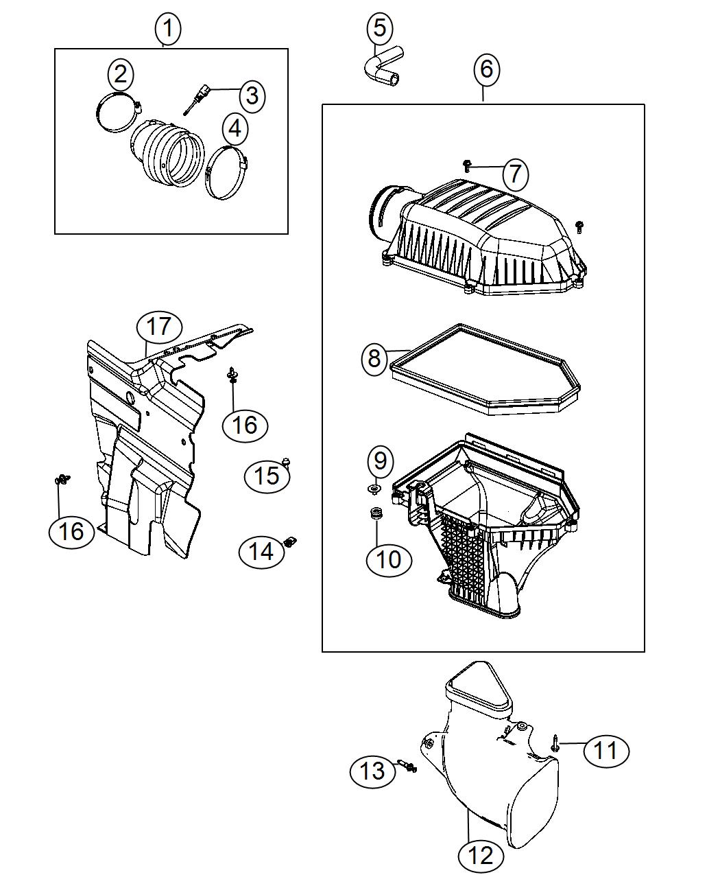 Diagram Air Cleaner 6.4L [6.4L V8 SRT HEMI MDS Engine]. for your Chrysler