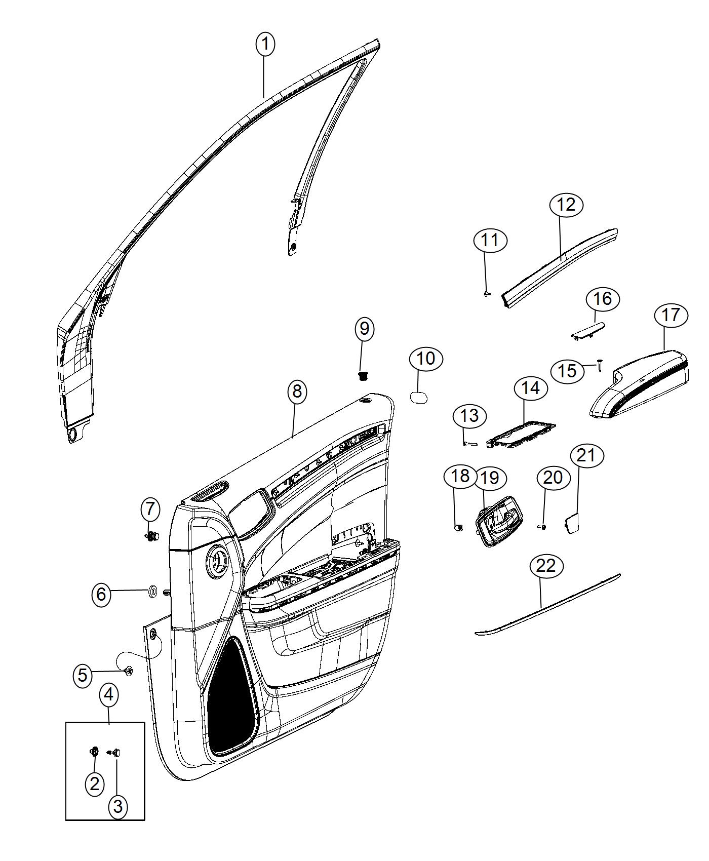 Diagram Front Door Trim Panels. for your Chrysler 300  